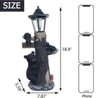 Black Bear Statue Welcome Sign with Solar Light