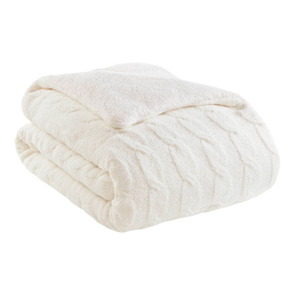 2 Pieces Twin Cable Knit Chenille Comforter Set