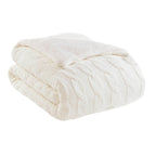 2 Pieces Twin Cable Knit Chenille Comforter Set