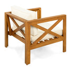 Outdoor Acacia Wood Club Wooden Armchair with Cushions (Set of 4)