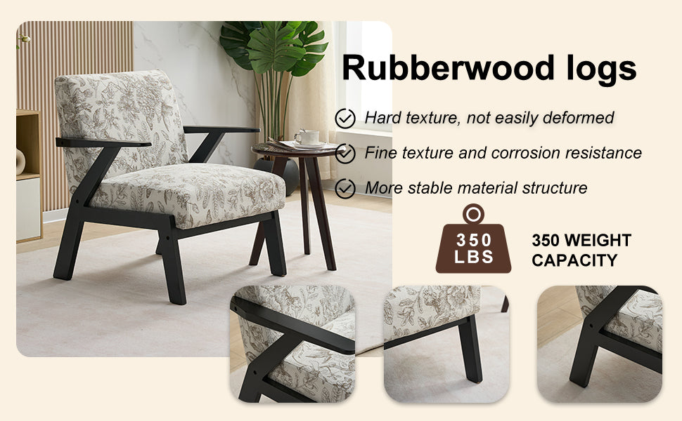 Mid-Century Modern Lounge Armchair - Seat Cushion - Beige & Grey