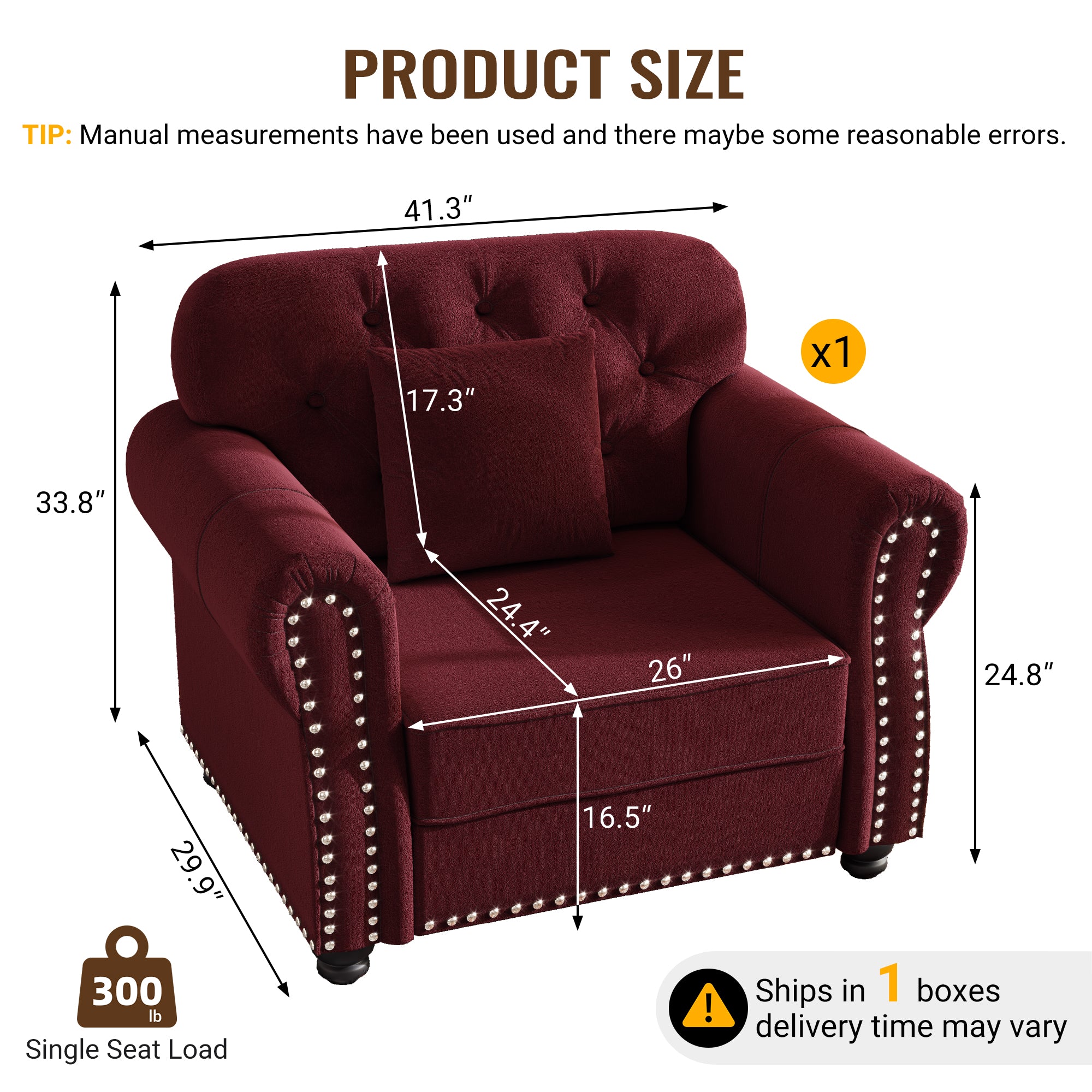 41.3" Upholstered Velvet Sofa with Nailhead Trim