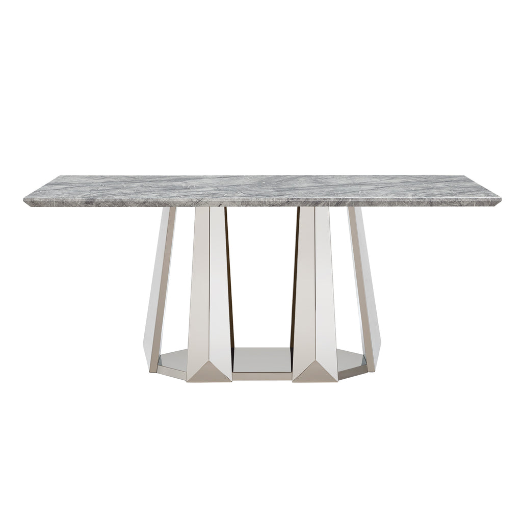Modern Faux Marble Dining Table for 6
