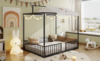 3-in-1 Convertible Montessori Metal Floor Bed