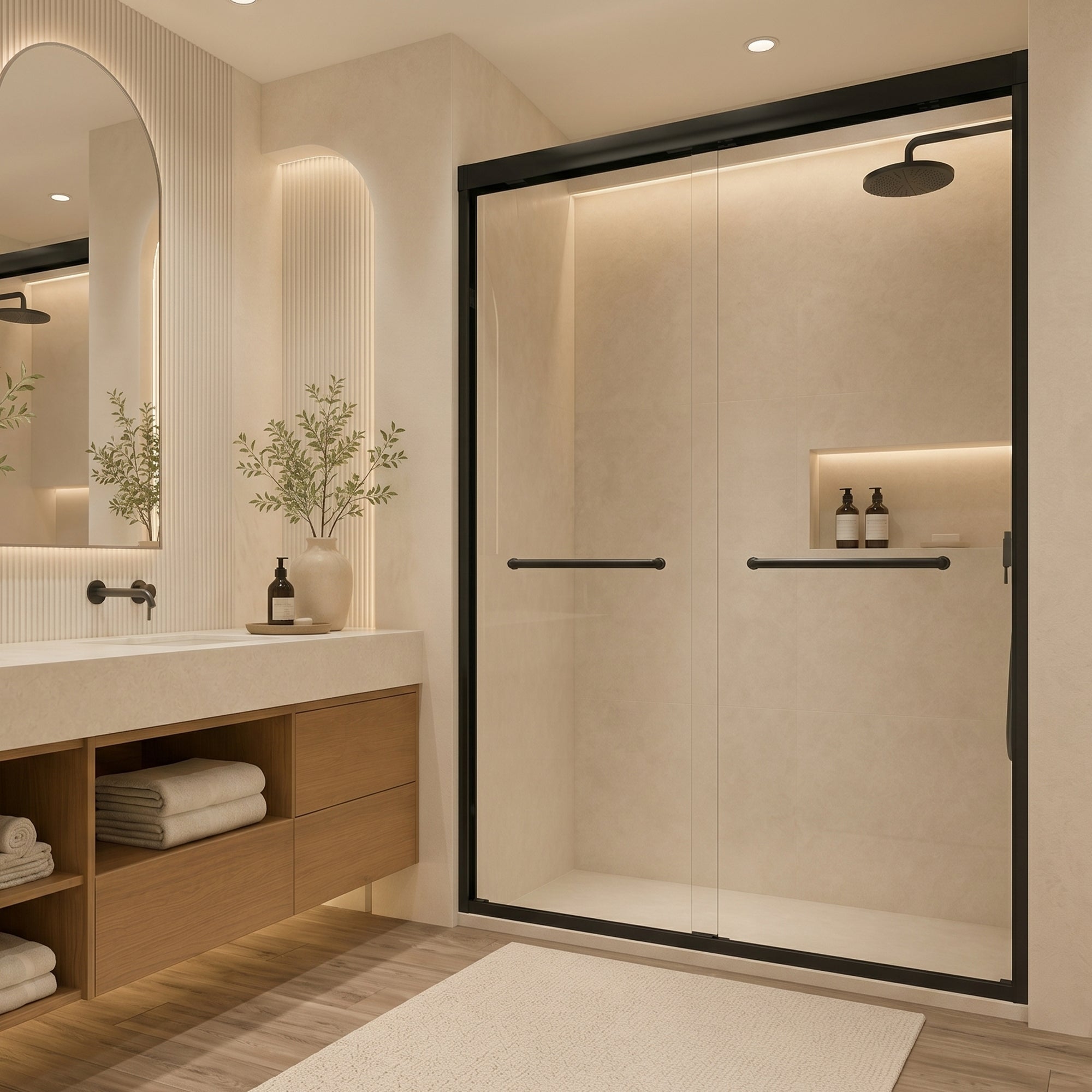 Tempered Glass Double Sliding Shower Door