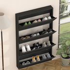 Metal Shoe Cabinet with 4 Flip Drawers