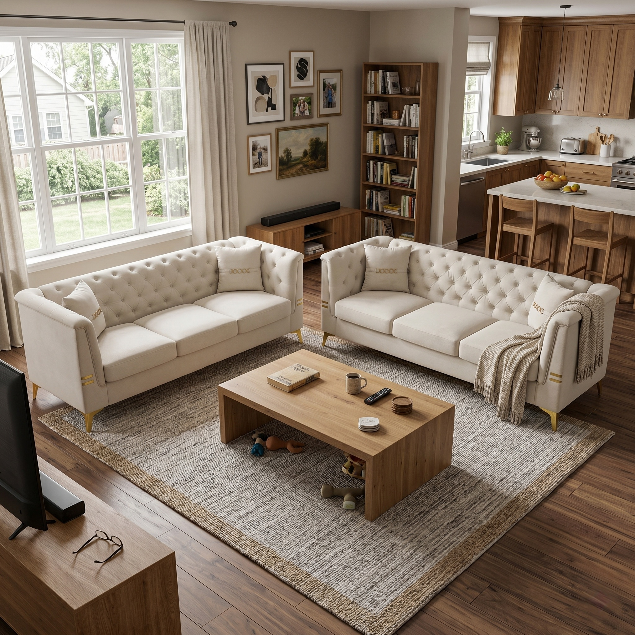 FX-P83-2PC Sofa Set - Modern Velvet Upholstered