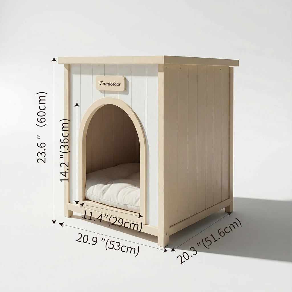 Modern Indoor Wooden Dog House with Removable Cushion