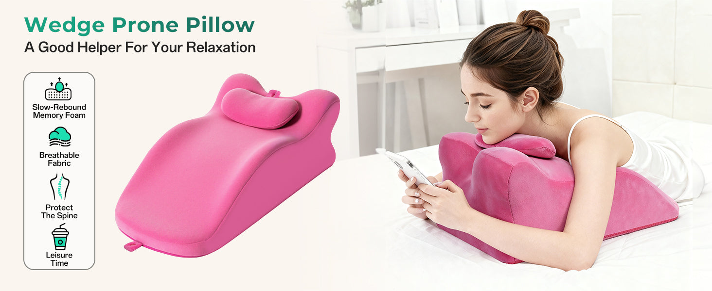 Ergonomic Spinal Posture Support & Multi-Functional Bed Pillow - Pink