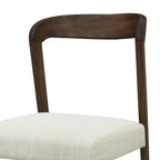 Solid Rubber Wood Dining Chairs (Walnut + Beige) - Set of 2