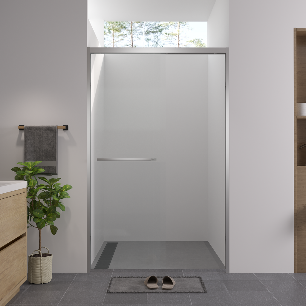 44-48"x76" Aluminum Frame Double Sliding Shower Door