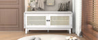 TREXM Boho Rattan Entryway Bench with Storage