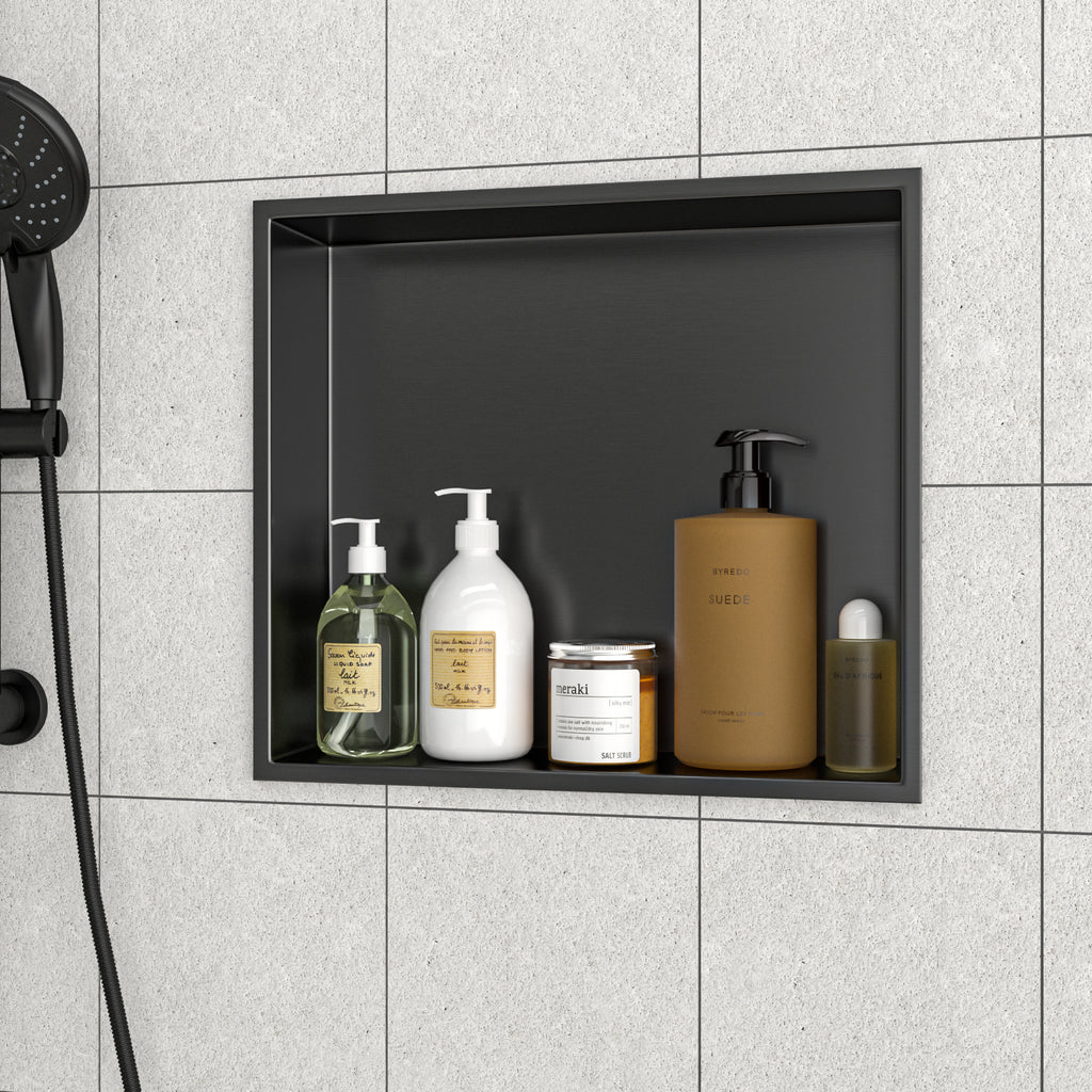 17" x 15" Stainless Steel Shower Niche in Gunmetal