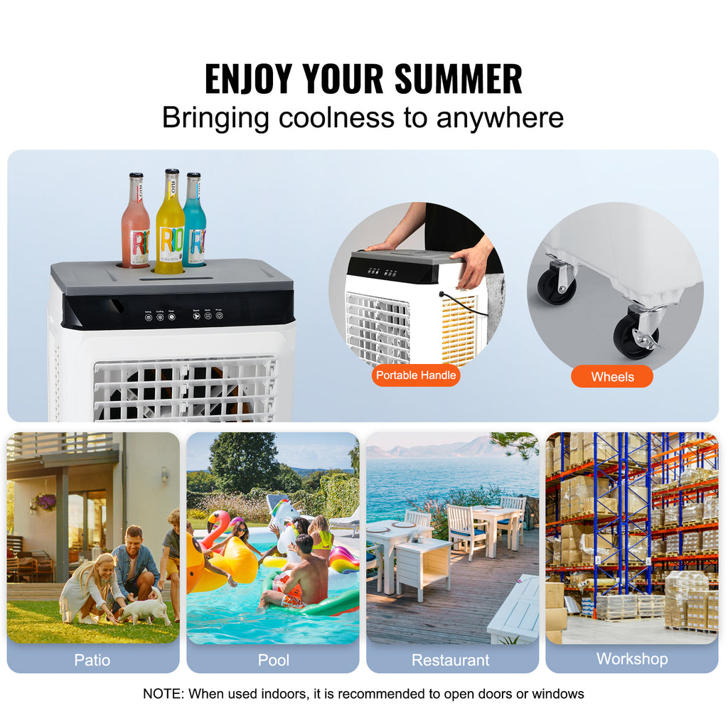 Evaporative Air Cooler with Adjustable Speeds and 12-Hour Timer