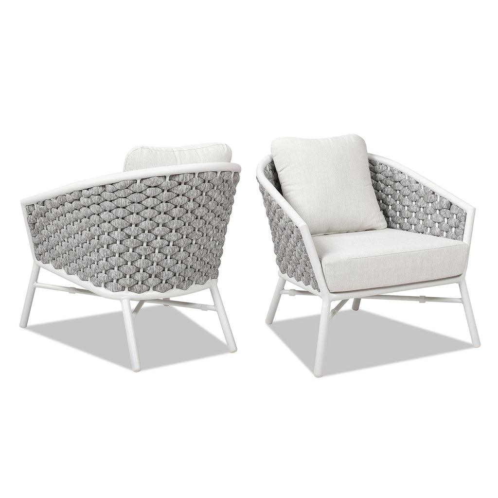 Rowan 30.5" Rope Barrel Back Patio Accent Arm Chair, Set of 2