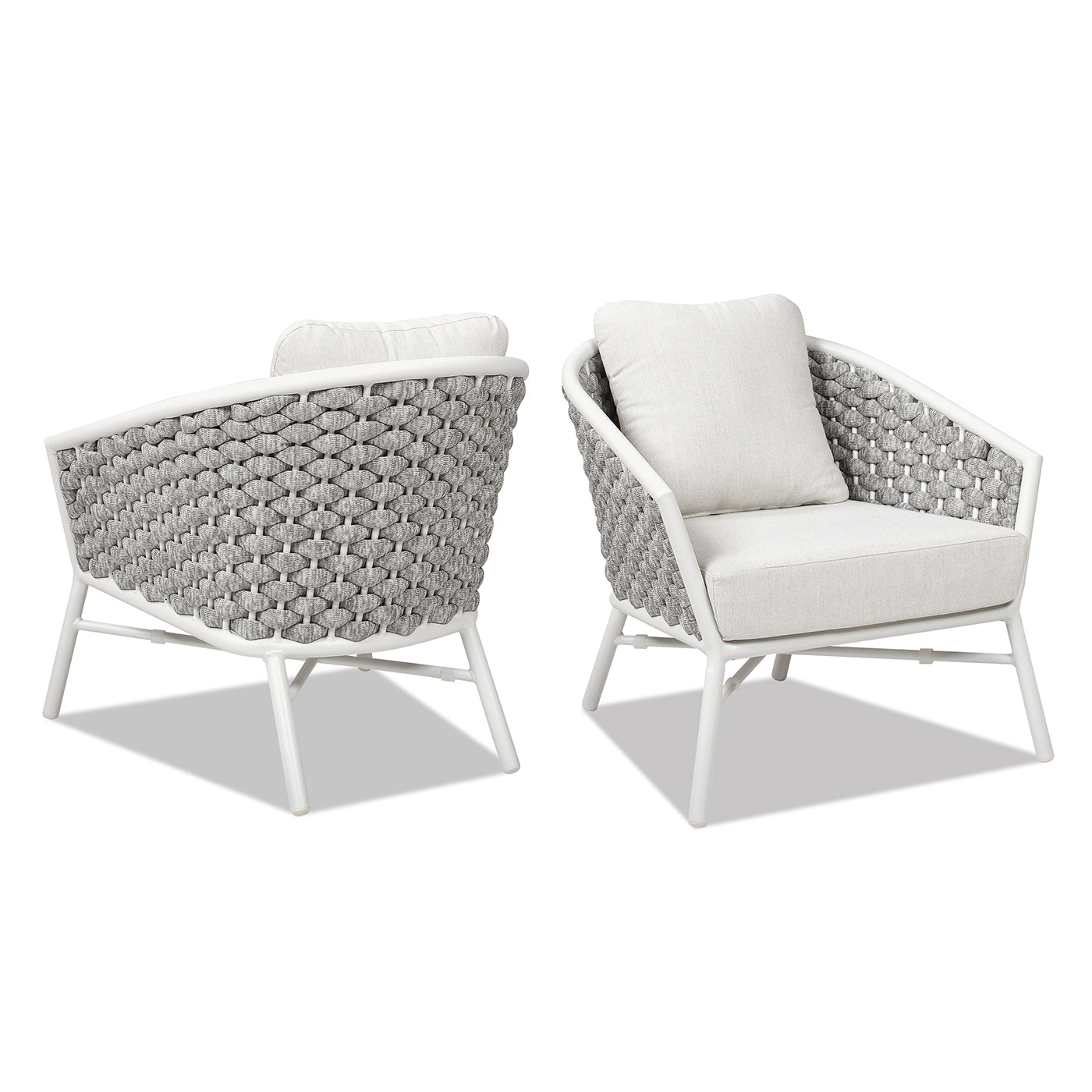 Rowan 30.5" Rope Barrel Back Patio Accent Arm Chair, Set of 2
