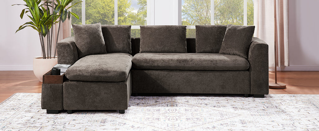 L-Shaped Upholstered Sectional Sofa with Storage Compartment