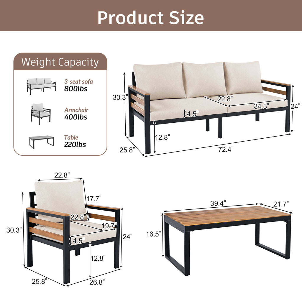 GO 4-Piece Outdoor Furniture Sofa Set for 5 People