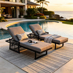 Black Iron Outdoor Chaise Lounge with Mixed Rope