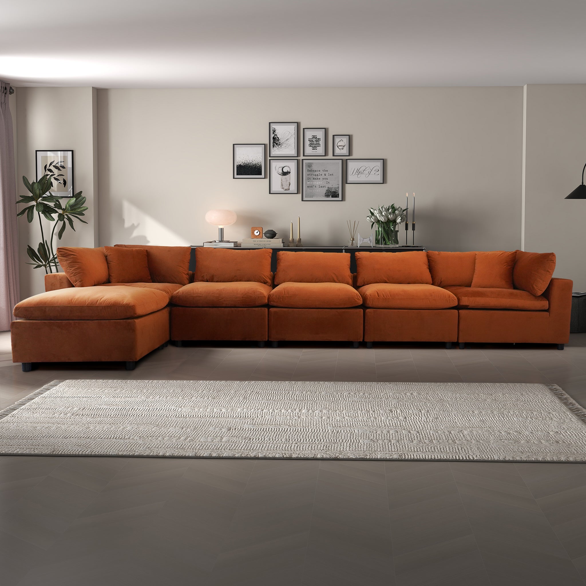 Hayward Burnt Oversized Modern Modular Sectional Sofa