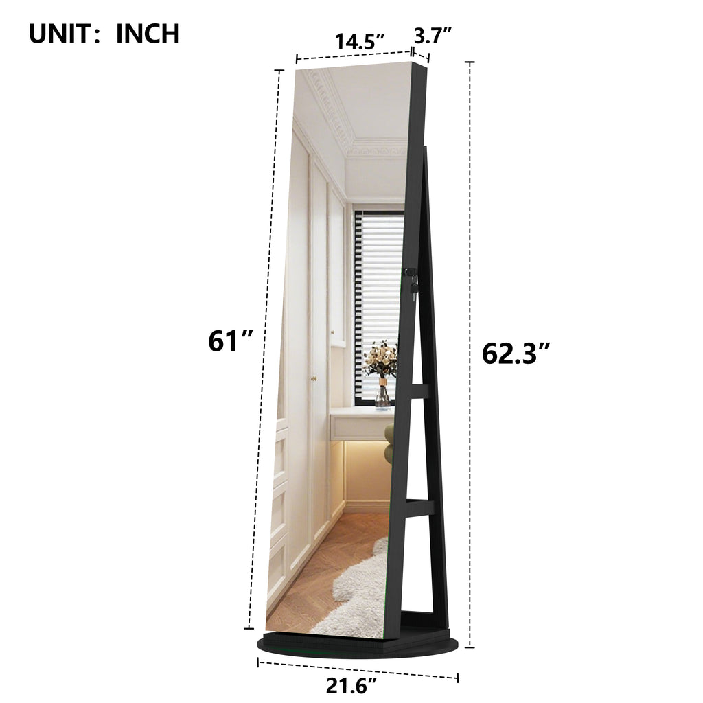 360° Swivel Jewelry Cabinet with Full Length Mirror