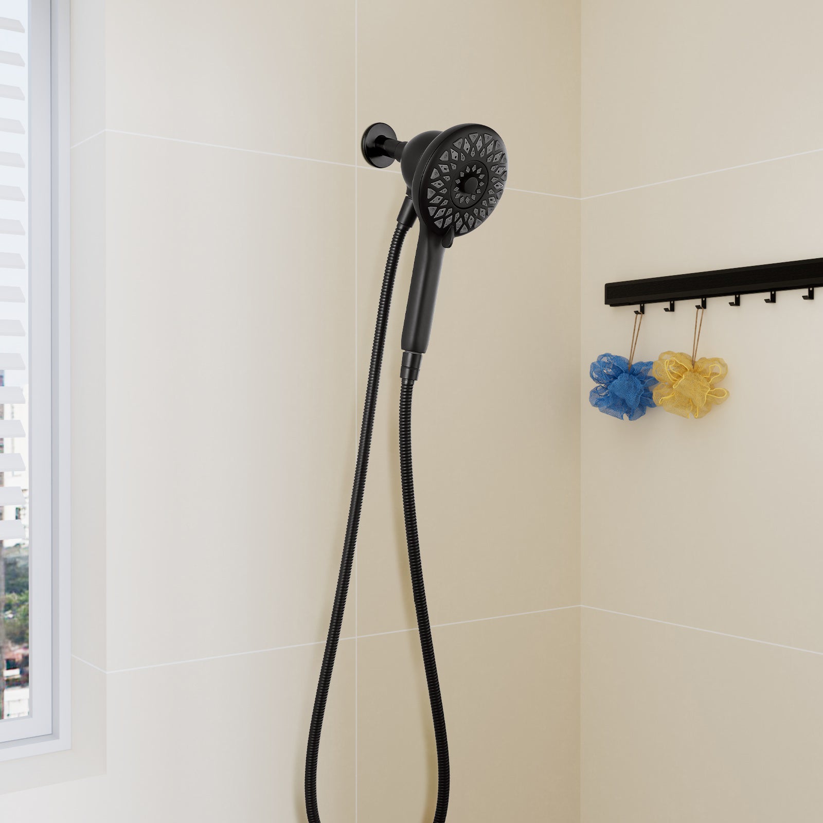 High Pressure Shower Heads 6 Spray Mode - Matte Black