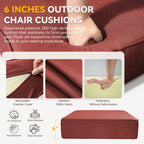 6-Inch Thicker Outdoor Chair Cushion Set - Red