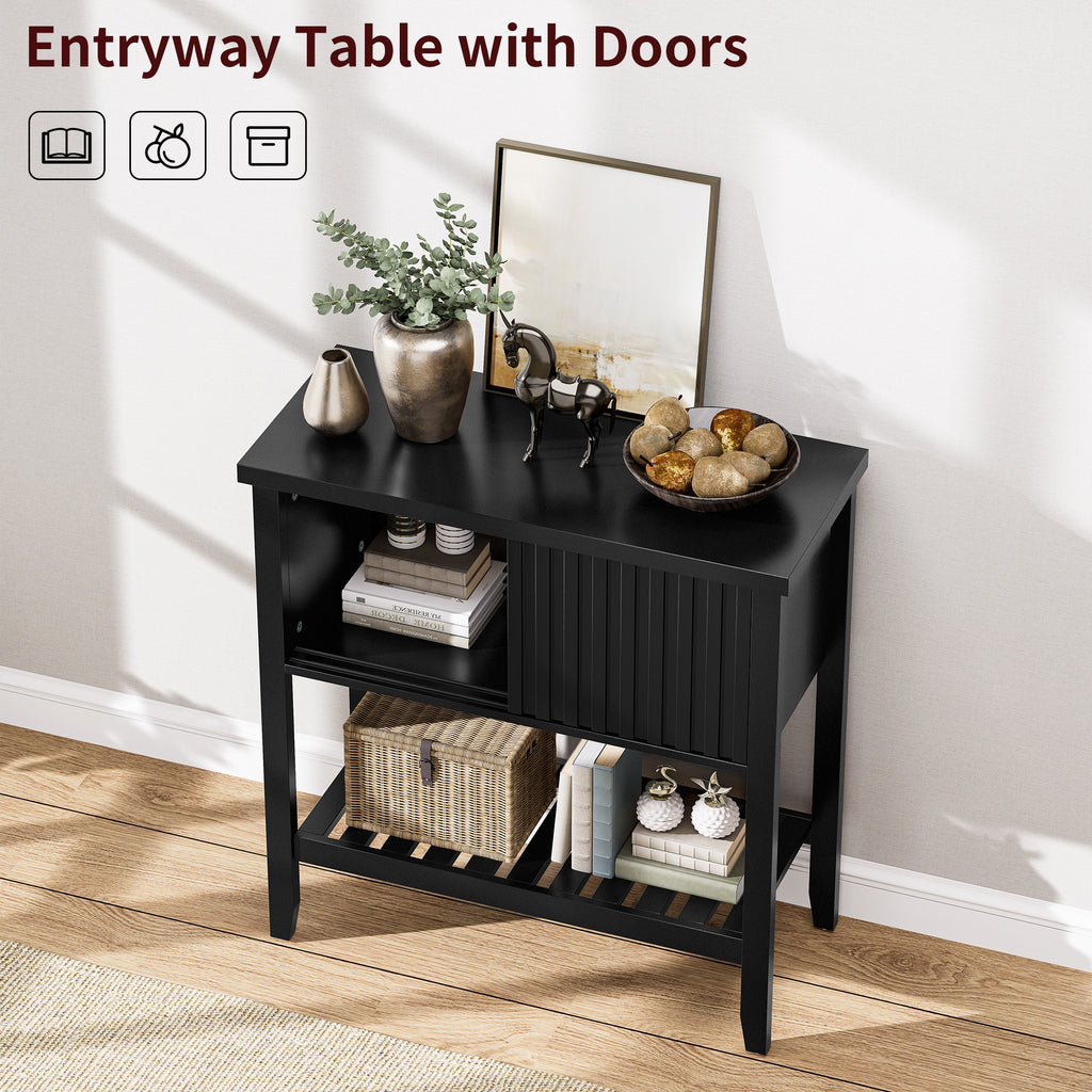 31.5" Entryway Console Table with Sliding Drawer Doors