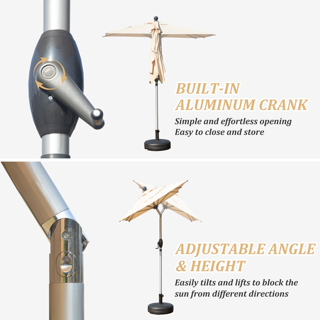Rectangle Patio Umbrella with Crank Lift and Tilt Function