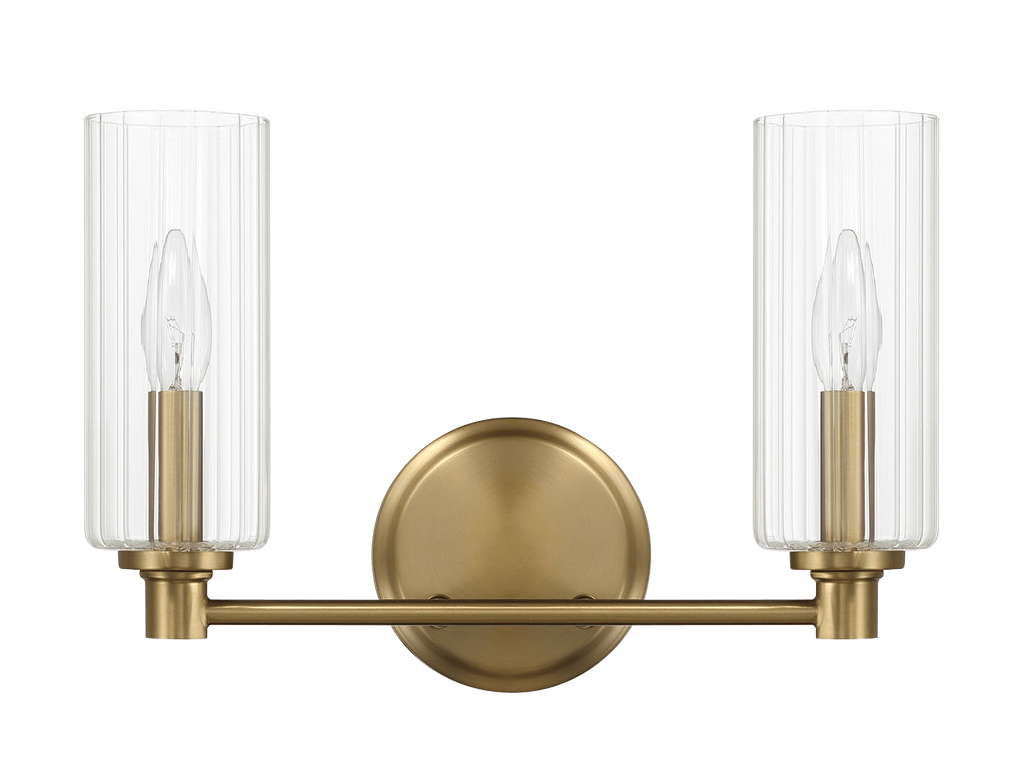 Regal Double Light Vanity With Clear Ribbed Glass - Satin