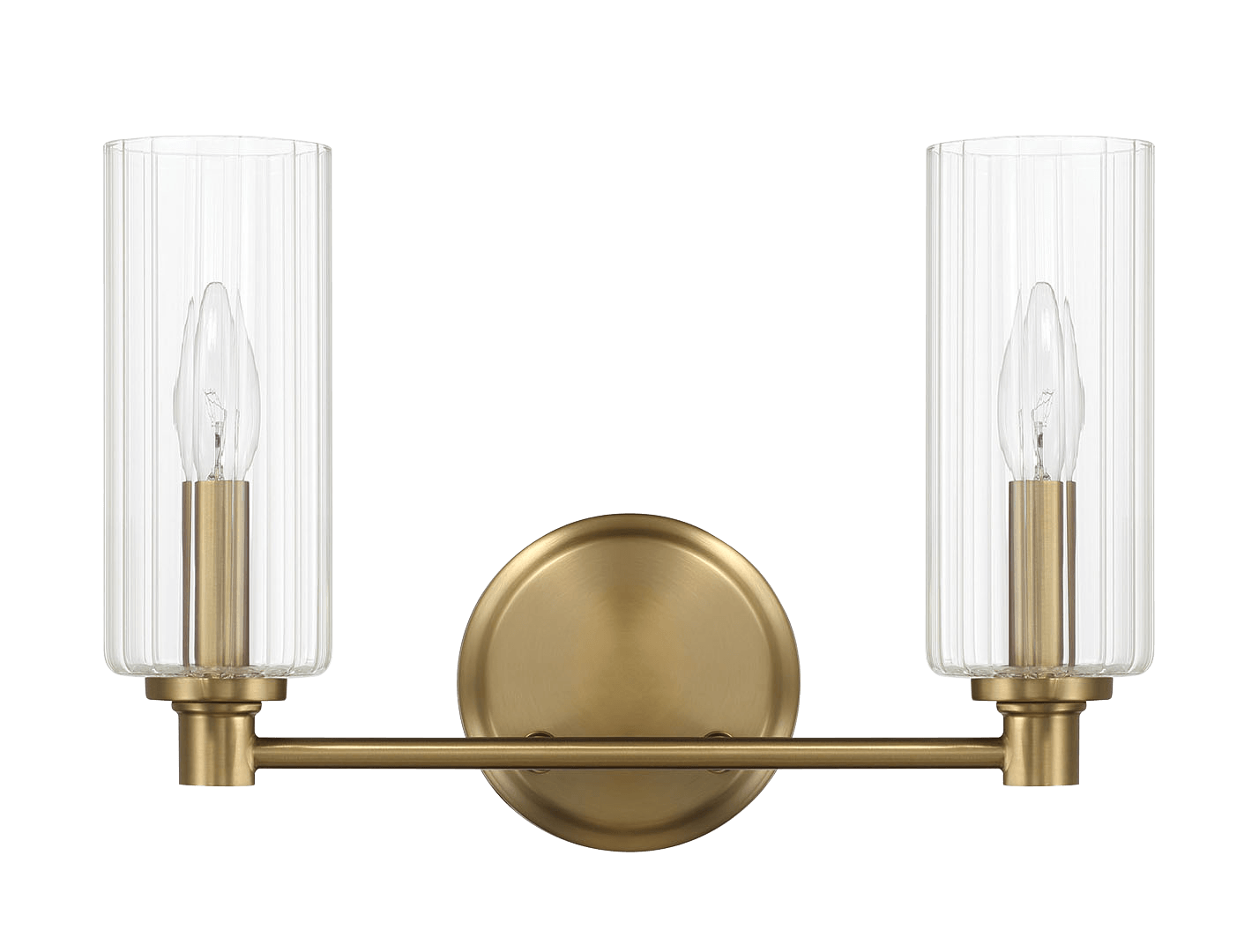 Regal Double Light Vanity With Clear Ribbed Glass - Satin