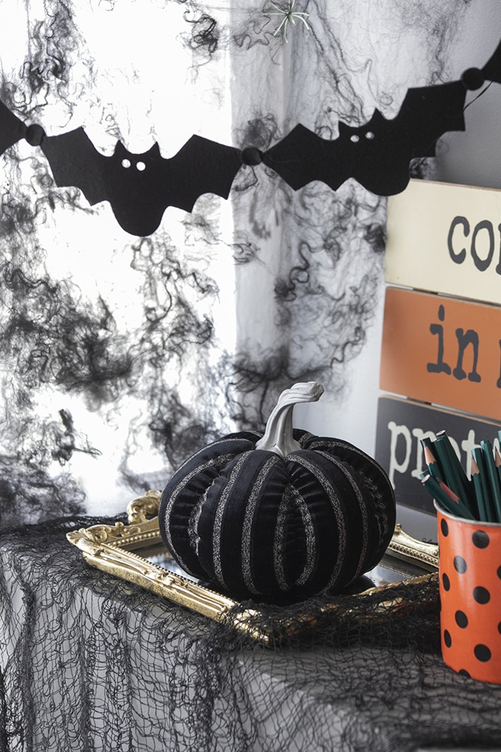 Striped Fabric Pumpkin of Whimsical Elegance