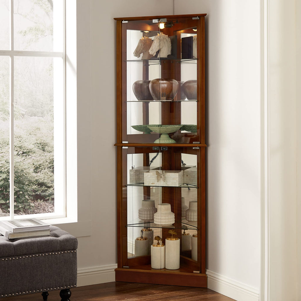 Corner Curio Display Cabinet with Lights