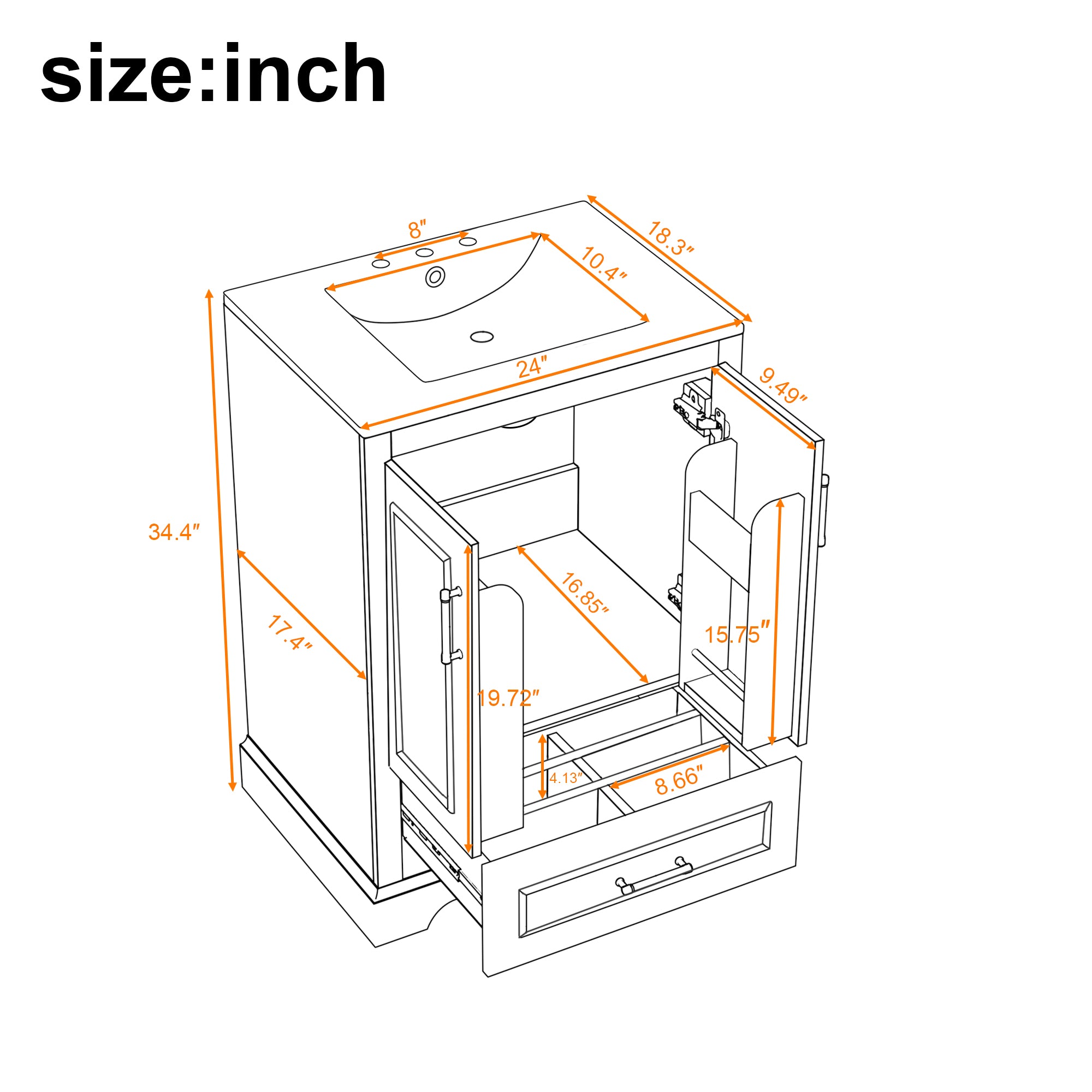 24" Bathroom Vanity with Sink