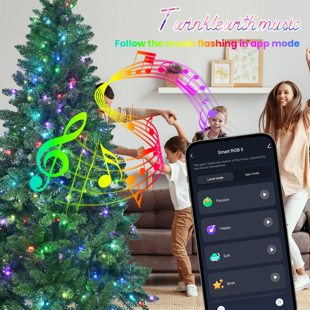 9ft WiFi-Controlled Christmas Tree with RGB Lights