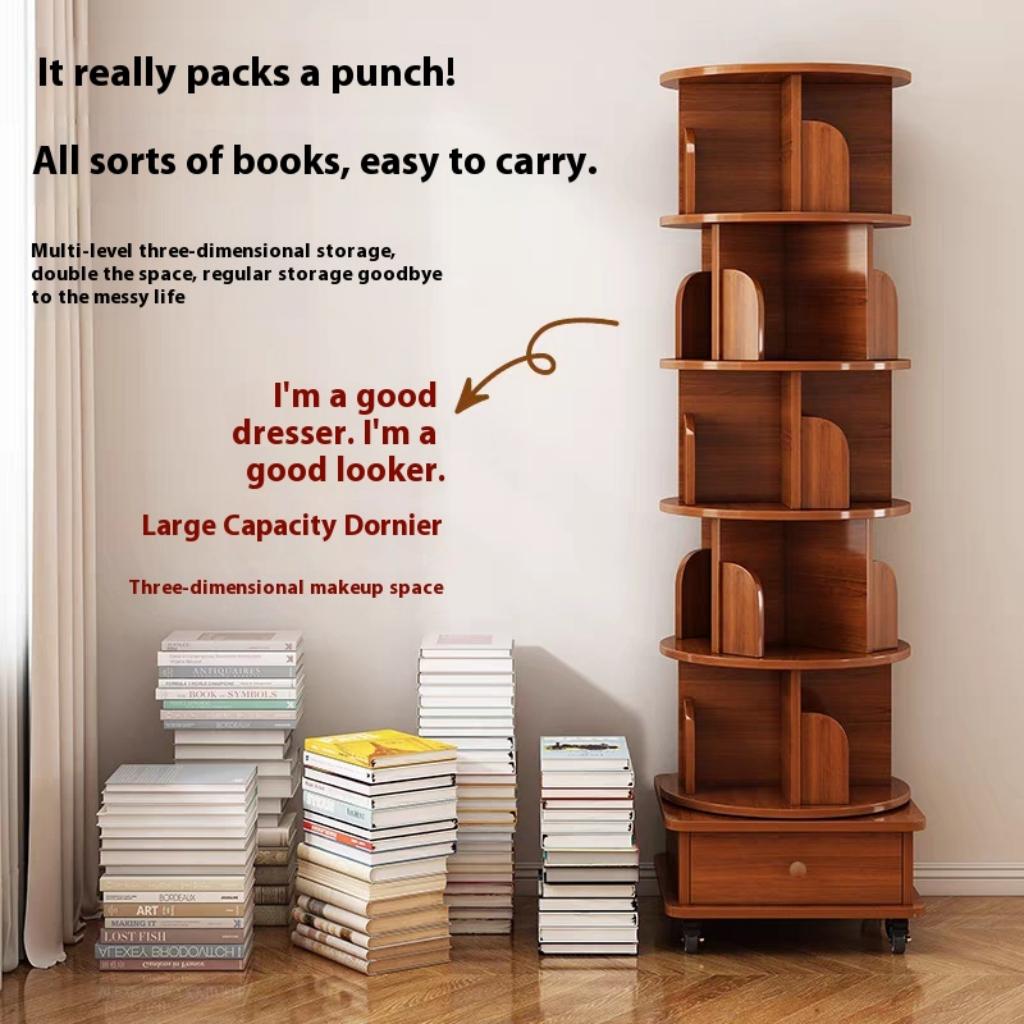 Upgraded Rotating Bookshelf - 360° Display Corner Rack