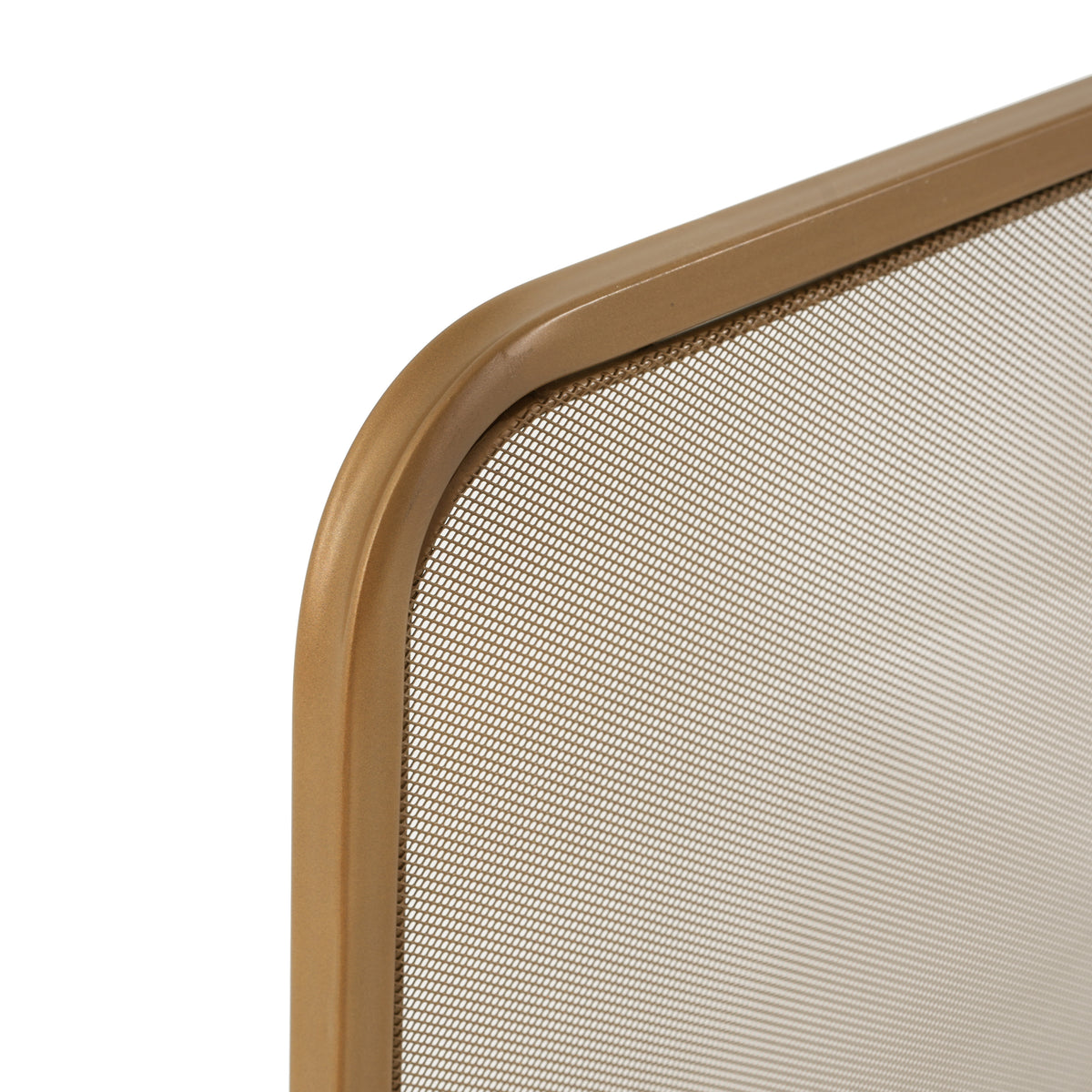 Gold Two‑Panel Freestanding Fireplace Screen, 50" W × 35" H Iron Mesh Fire Spark Barrier for Home Indoor Fireplace