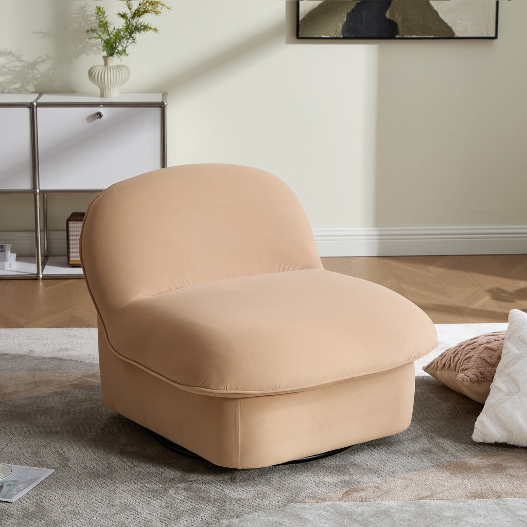 Swivel Accent Chair with Velvet Fabric & Metal Base