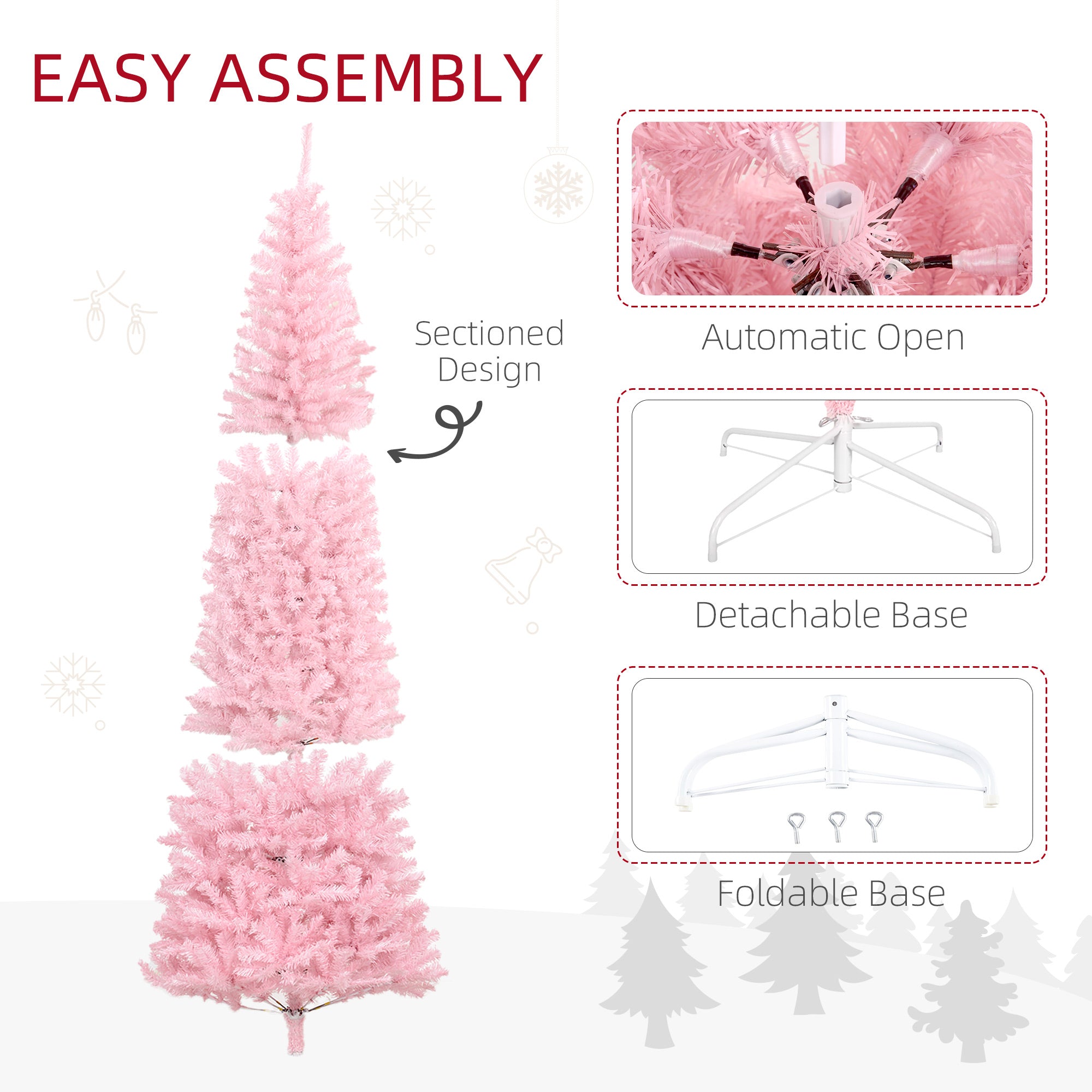 HOMCOM 8' Tall Unlit Slim Douglas Fir Artificial Christmas Tree