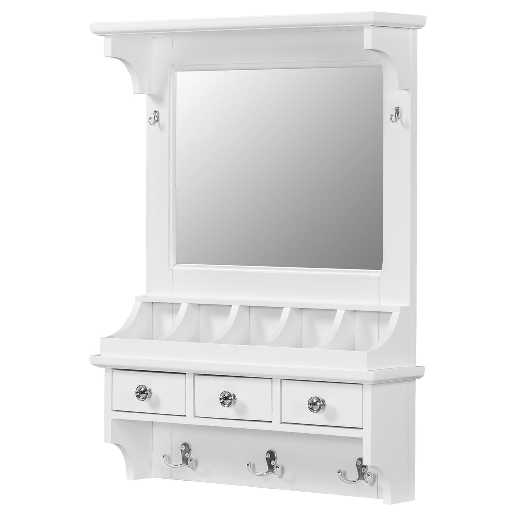 Floating Makeup Vanity with Big Mirror and Wall-Mounted Storage
