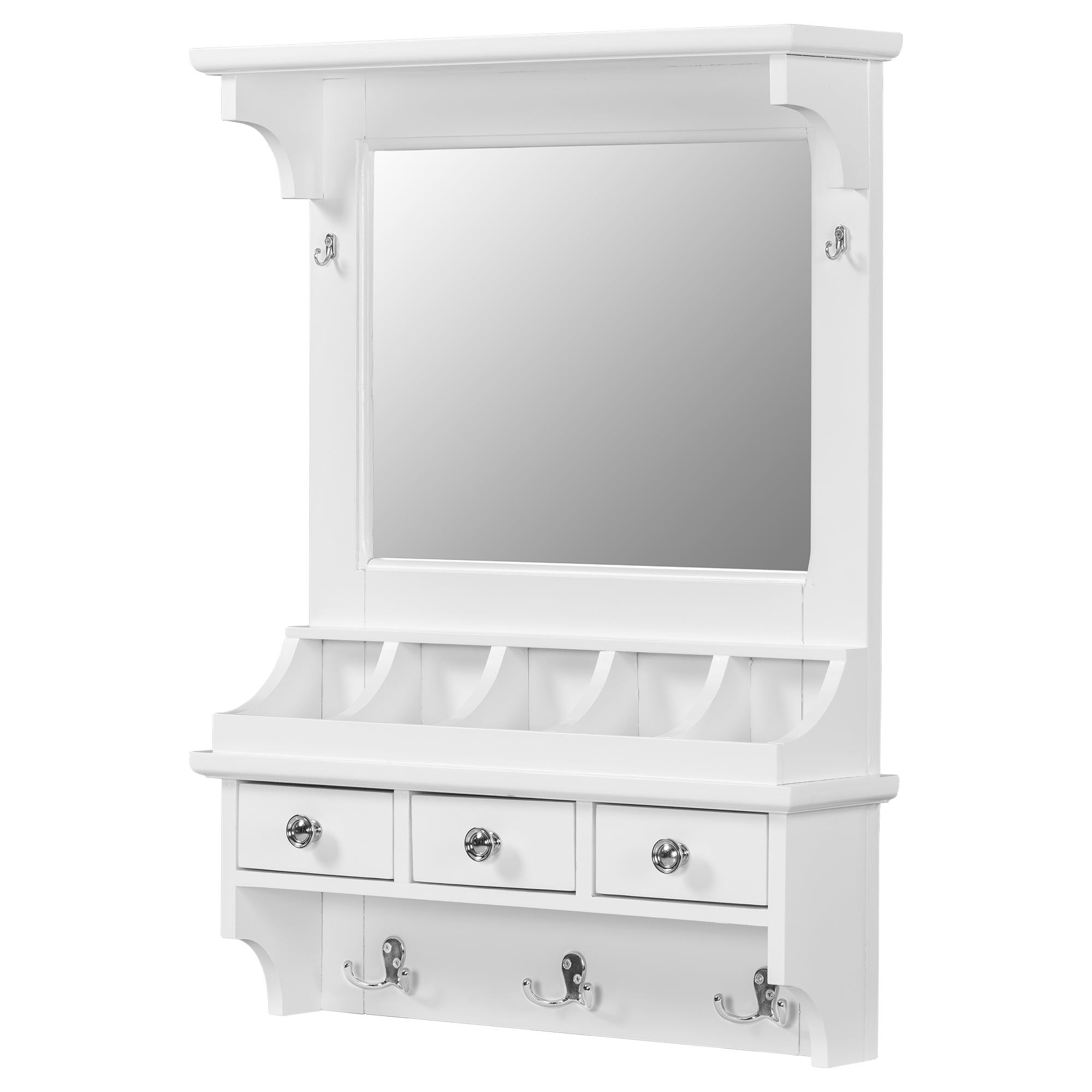 Floating Makeup Vanity with Big Mirror and Wall-Mounted Storage