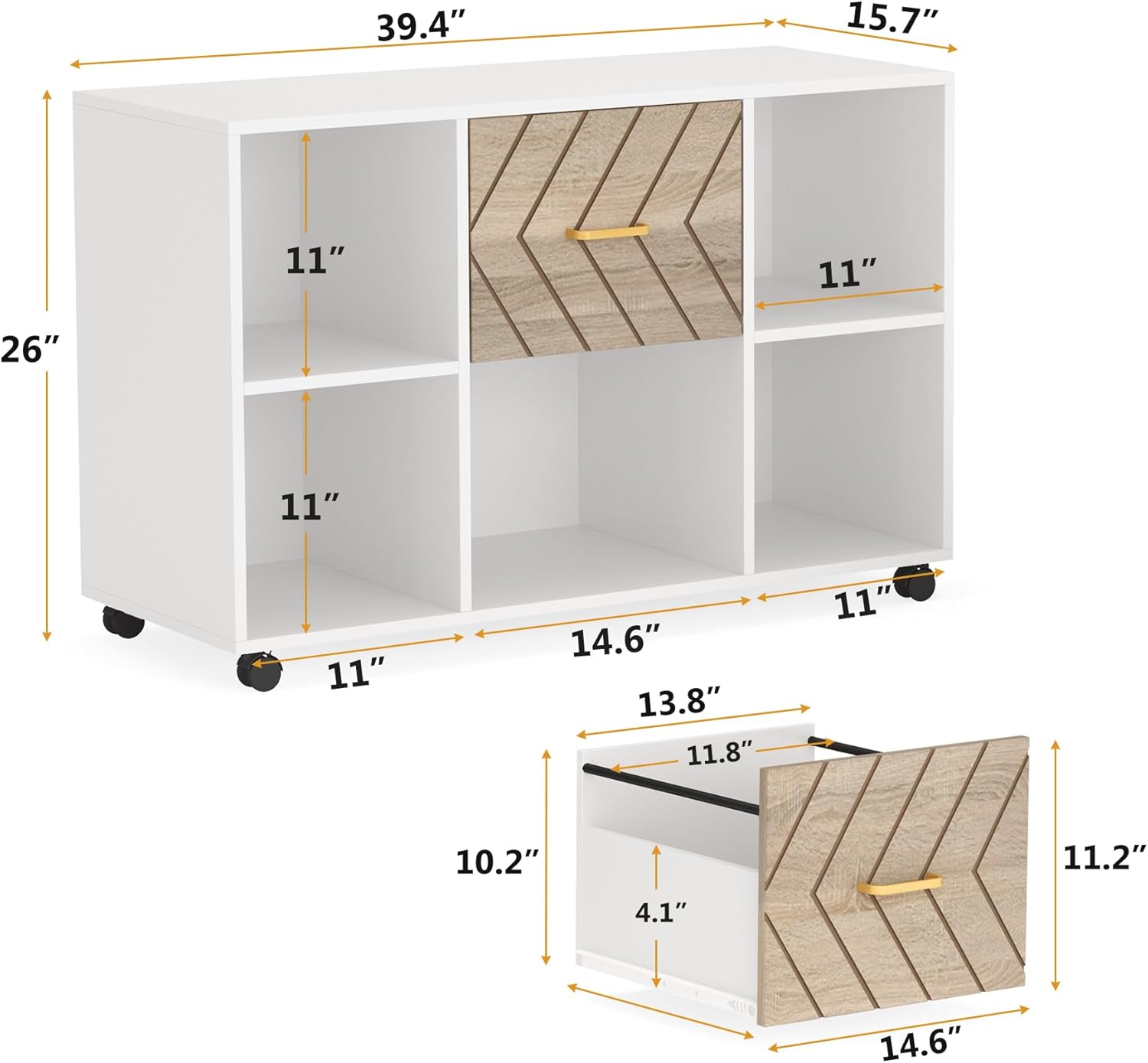 39.37-Inches Large Mobile Lateral File Cabinet