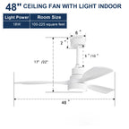 48 Inch Wood Ceiling Fan With Light