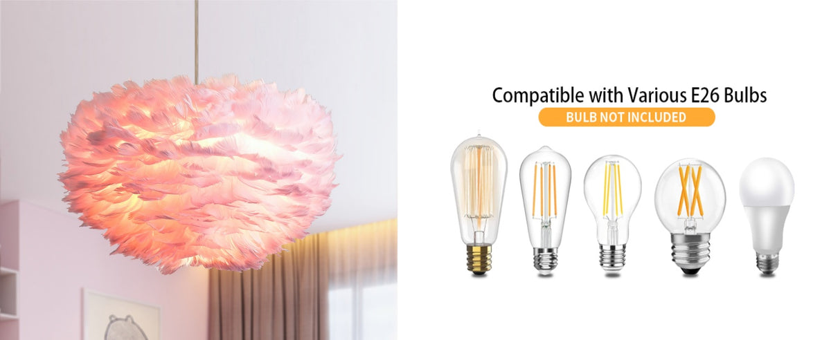 Pink Feather Chandelier, 3-Light Ceiling Fixture, 17.7 Inches