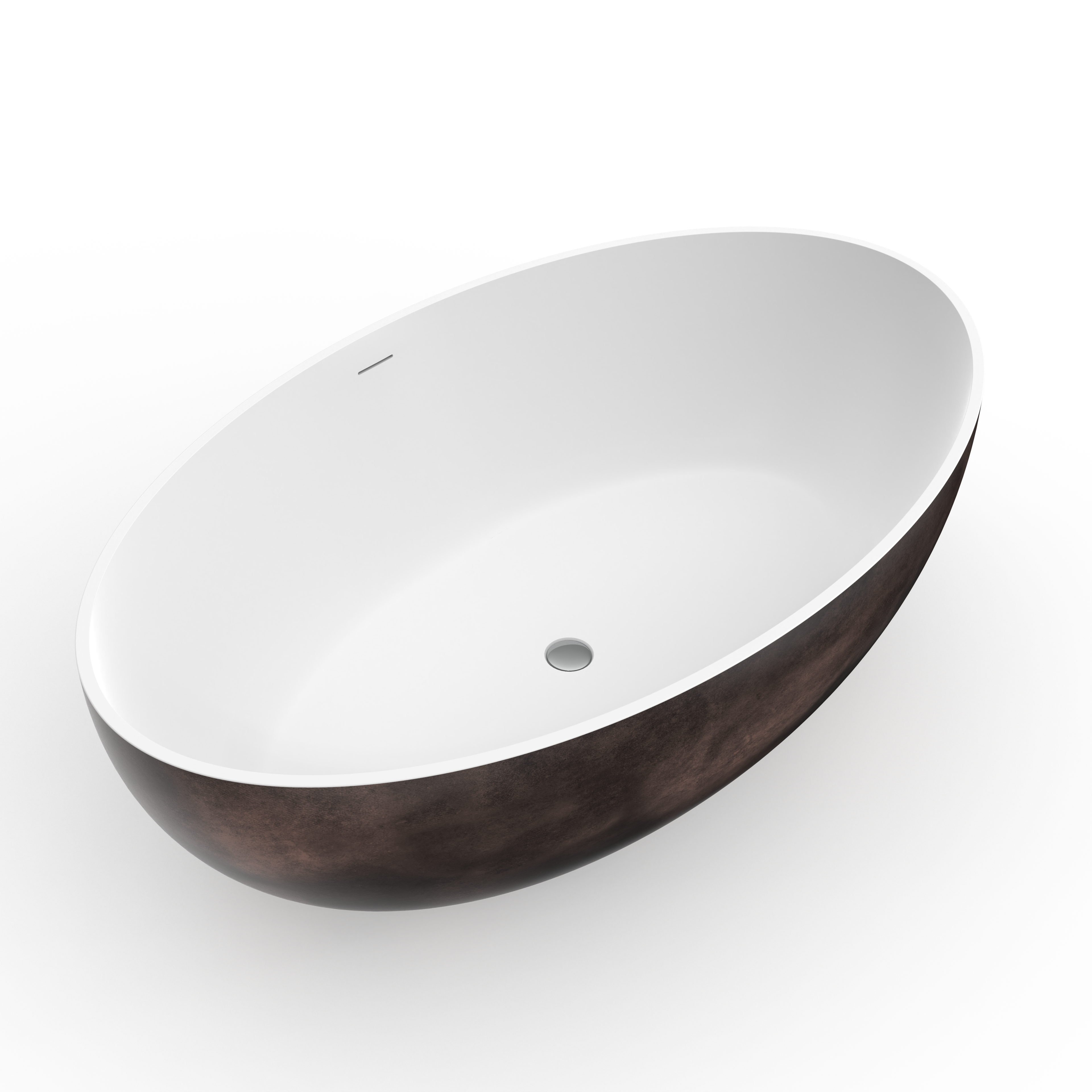 67 Inch Freestanding Solid Surface Soaking Bathtub