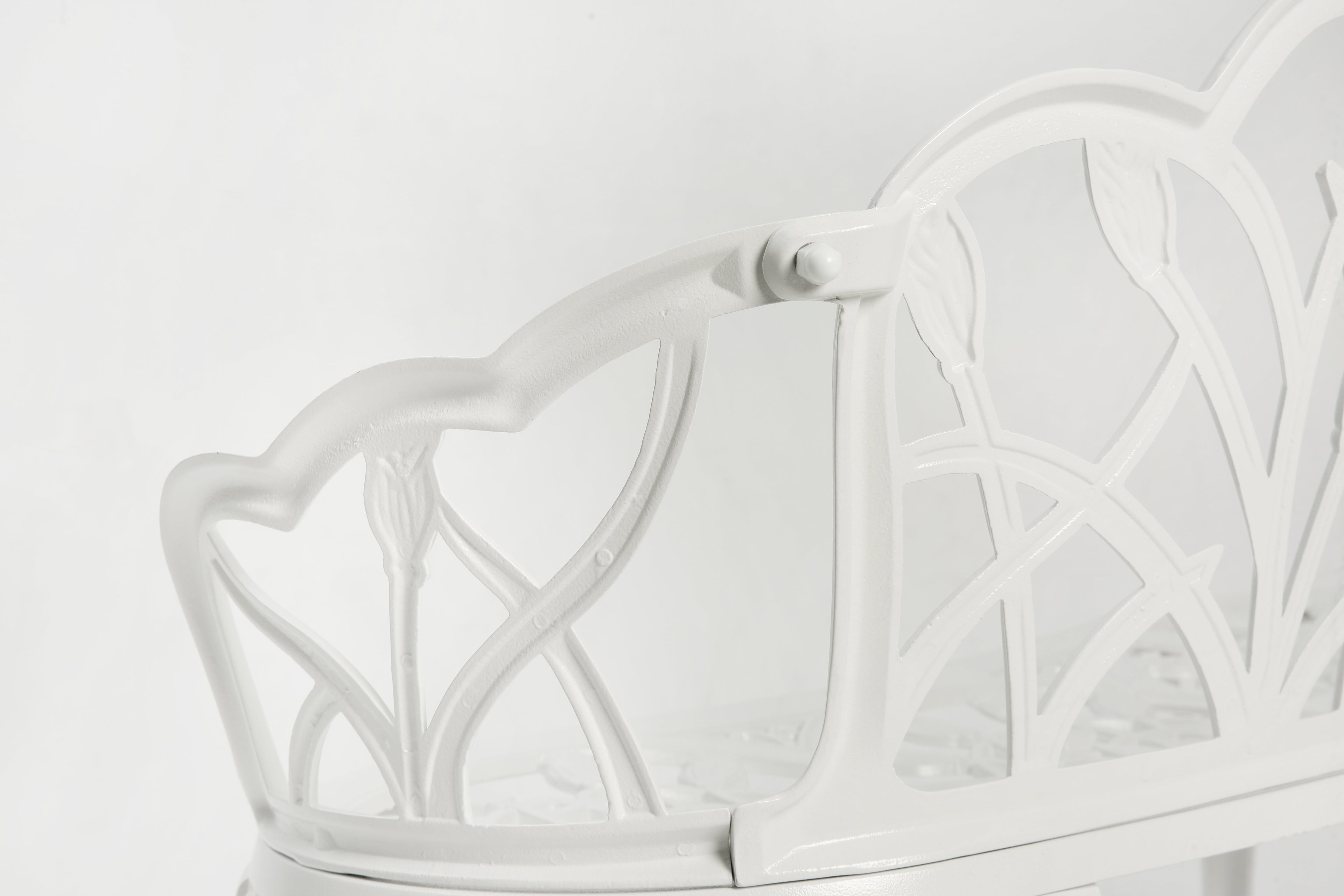 Tulip Patio Garden Bench - Cast Aluminum with Floral Backrest
