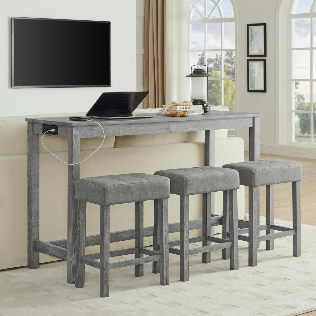 59 Inch Bar Table, Dining Table and Chair Set