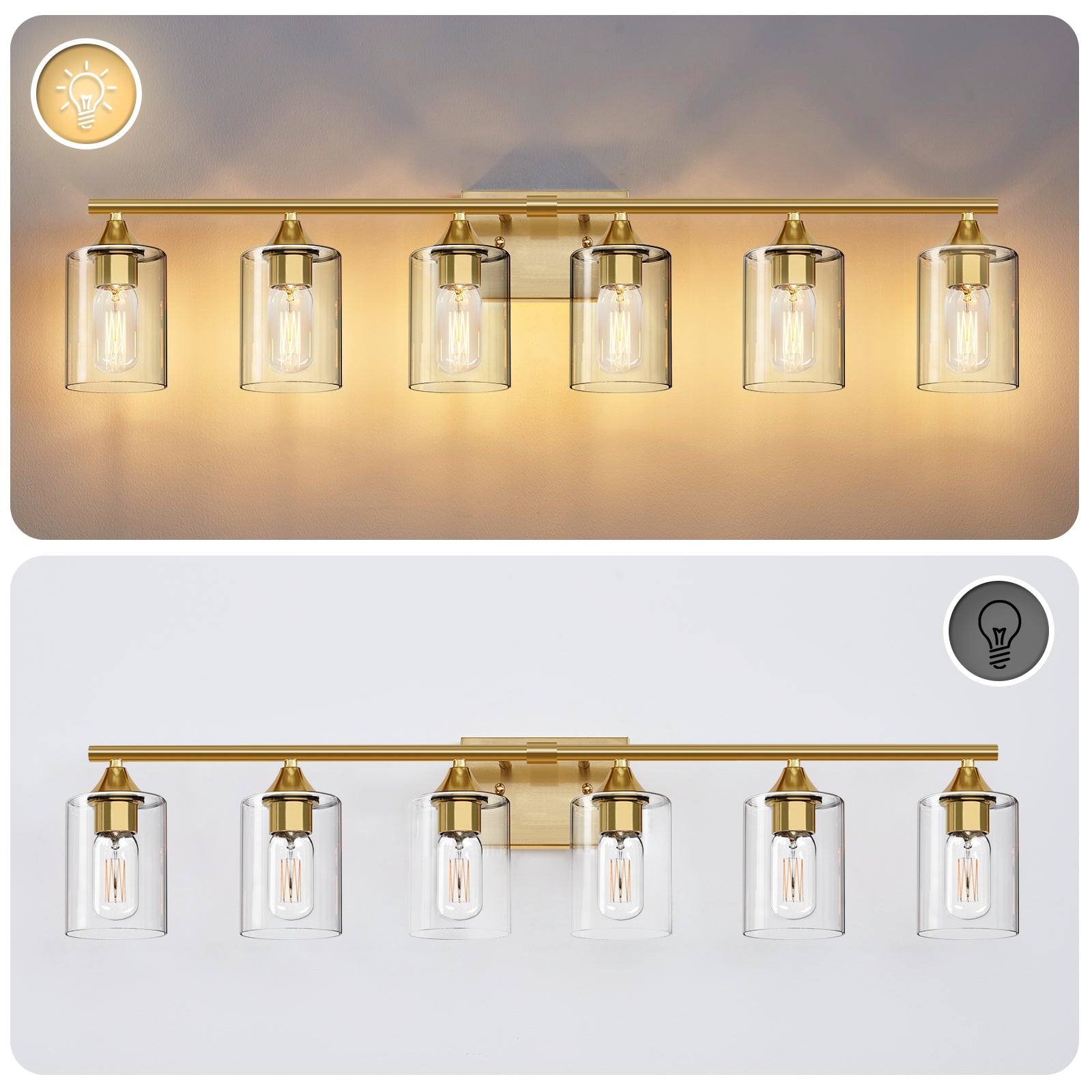 6-Light Brushed Bathroom Vanity Wall Light