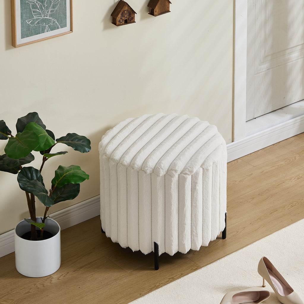 22.05" Wide Upholstered Round Pouf Ottoman