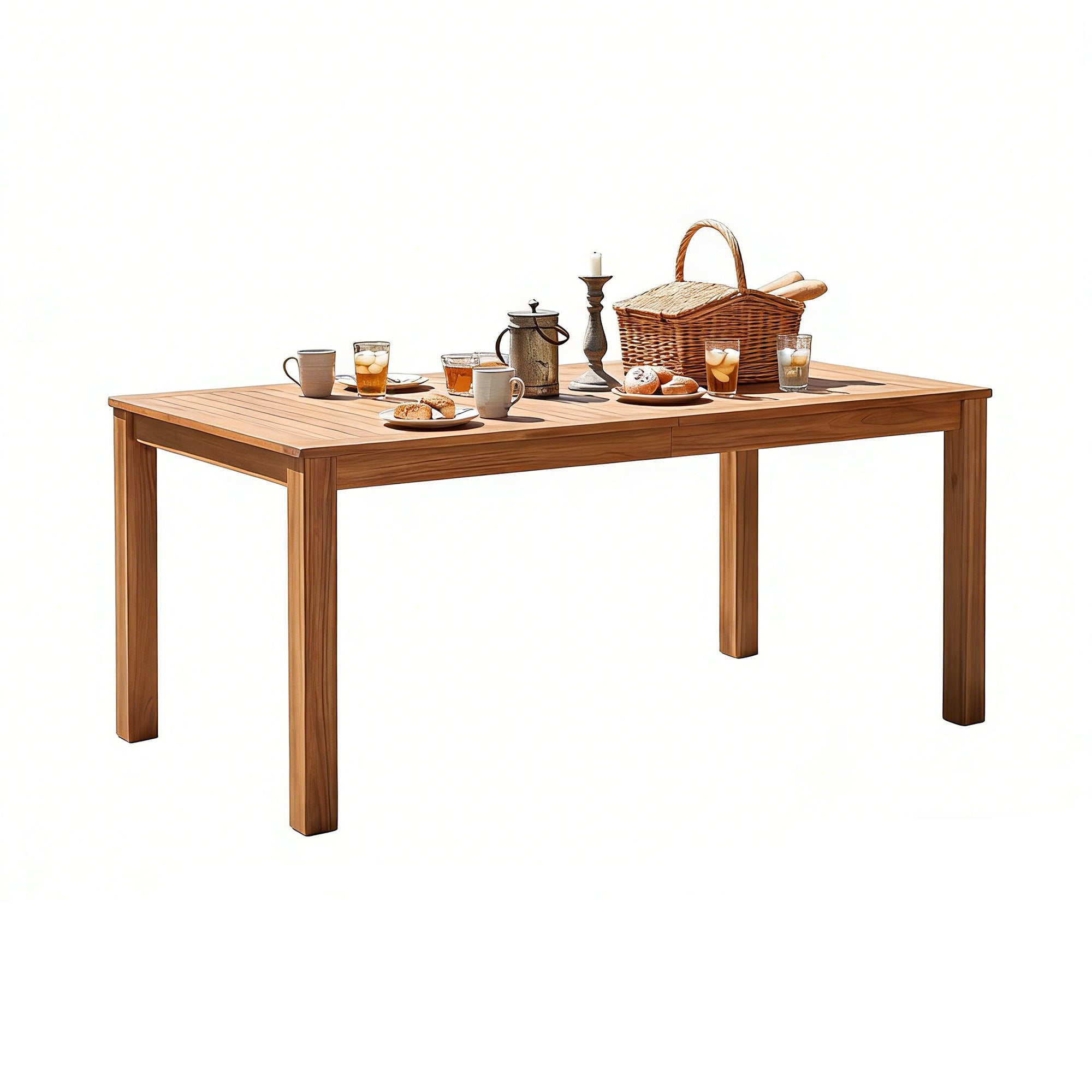 TOPMAX Patio Wooden Dining Table, Outdoor 67"L Rectangular Table